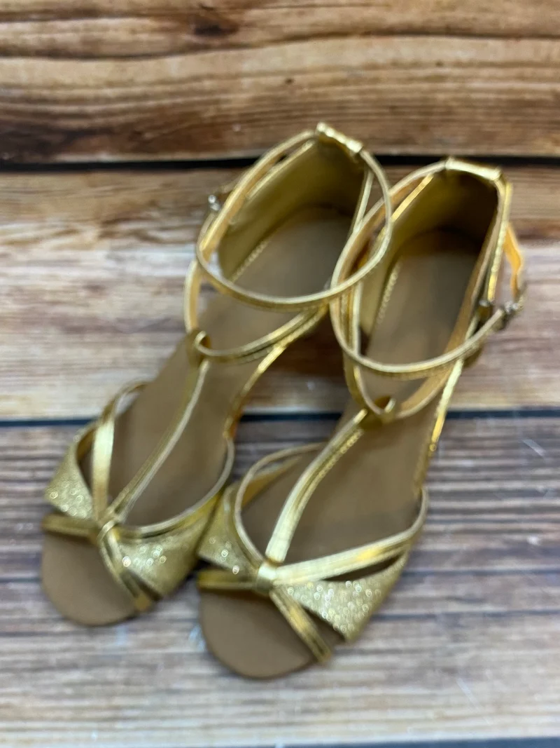 Vintage Goldene Tanzschuhe Damen – Gr. 39 Glitzer Riemchen