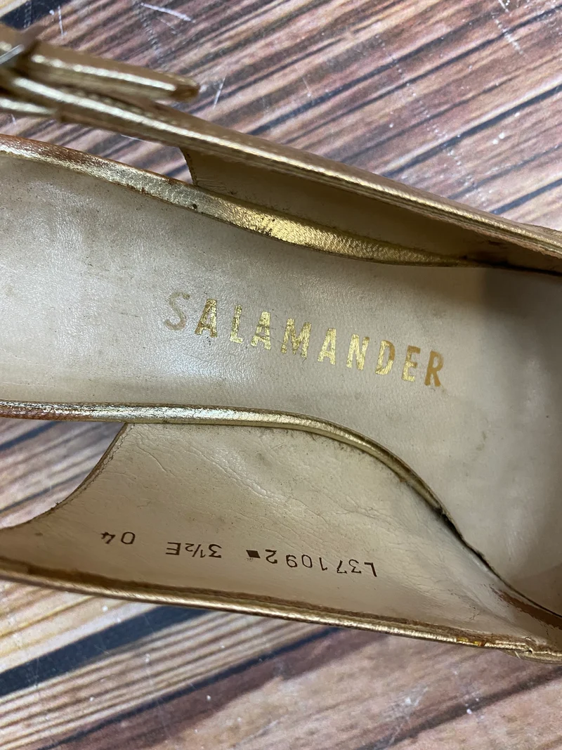 Vintage Slingback Pumps Gold Salamander Gr. 36 – elegante Abendschuhe Peep Toe
