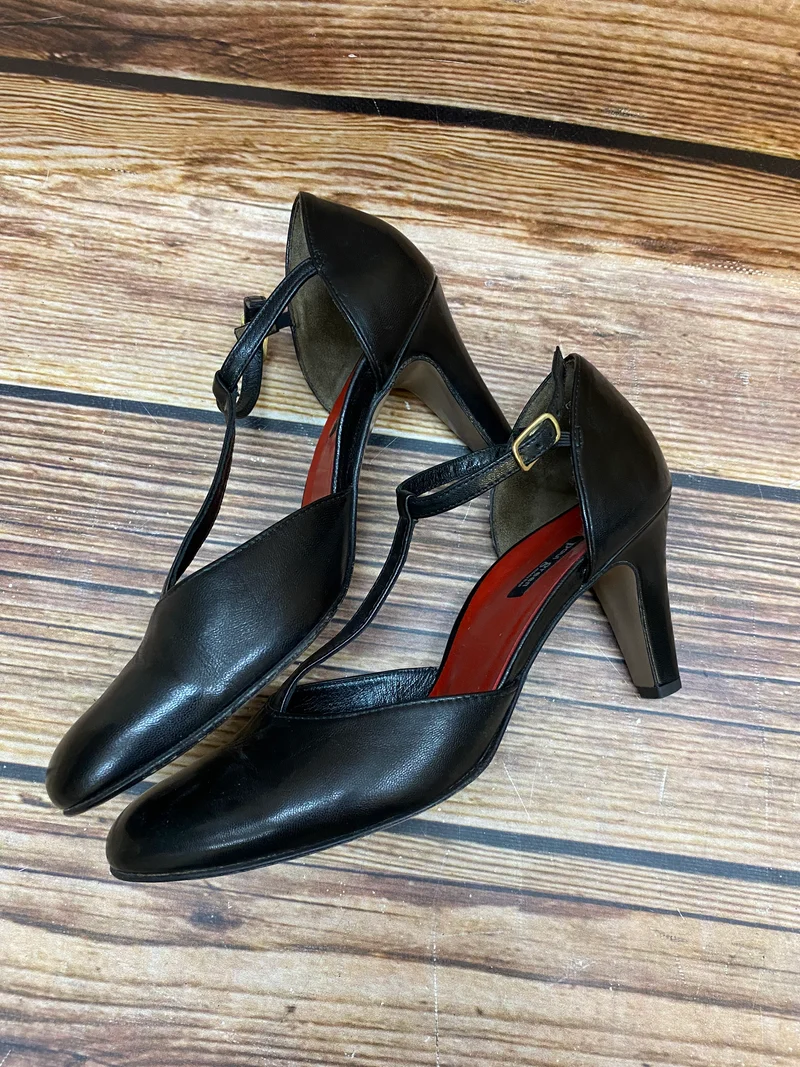 Vintage Paul Green Pumps Schwarz T-Steg Gr. 38 – Elegante Leder Abendschuhe