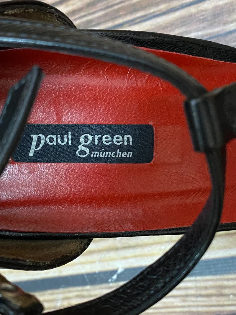 Vintage Paul Green Pumps Schwarz T-Steg Gr. 38 – Elegante Leder Abendschuhe