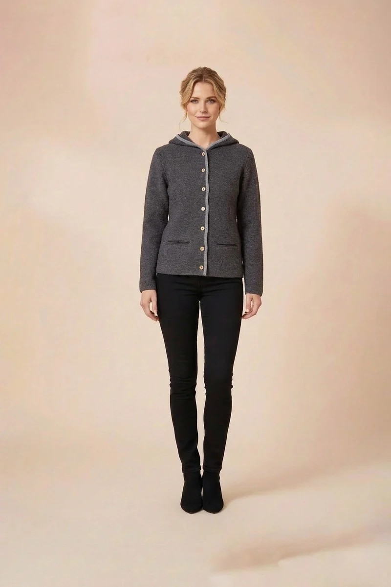 Strickjacke Anthrazit/Grau