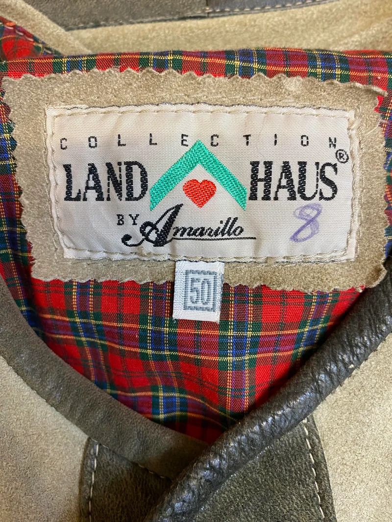 Trachtenjacke Herren Leder grün Vintage Landhaus Gr. 50