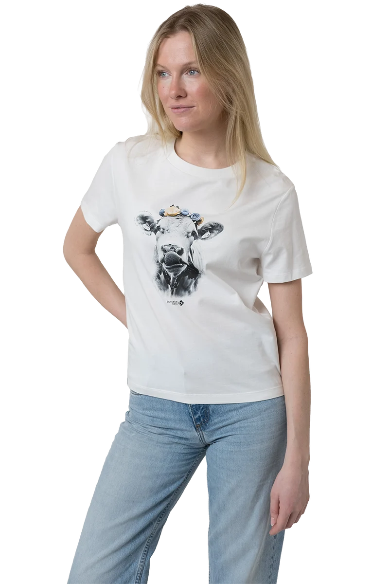 Damen Trachtenshirt mit Kuh-Print