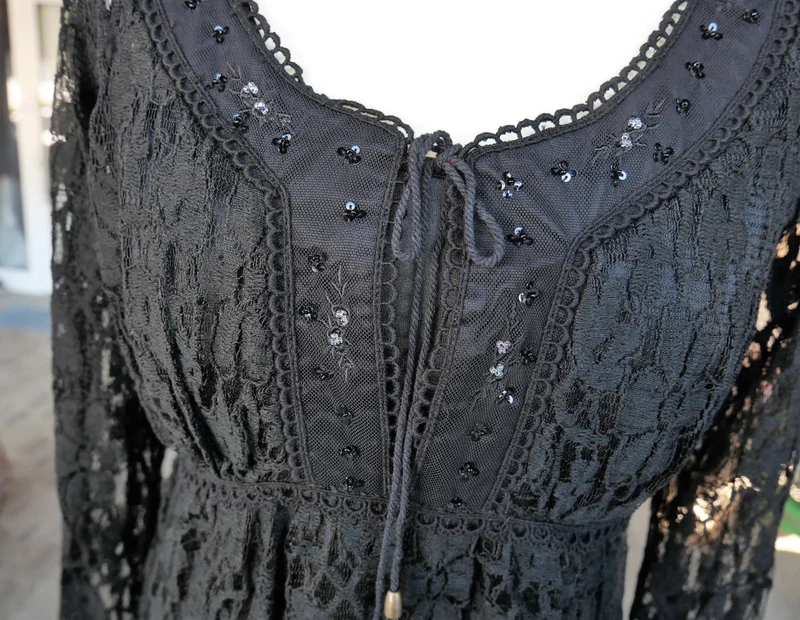 Dirndl Kleid Sportalm, Lydia, schwarz Spitze, Midi 70 cm, Gr. 38