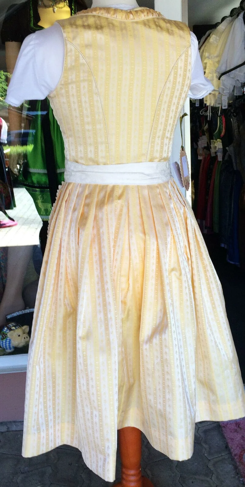 Dirndl Trentini, Hanni, creme, gelb, Midi 60 cm, Brautdirndl, Gr. 36