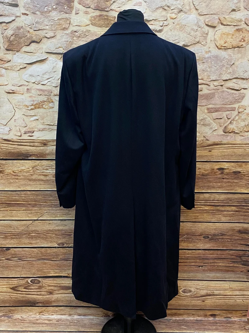 Vintage Herrenmantel Cashmere dunkelblau Gr. 56 lang elegant