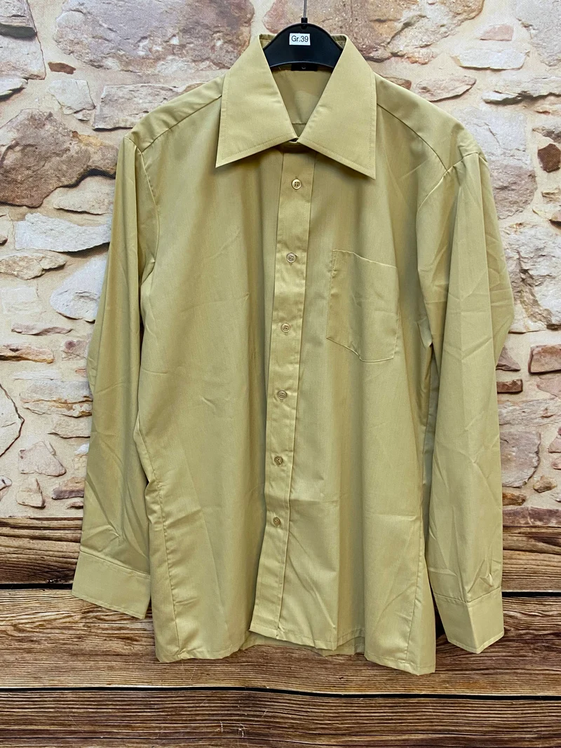 Vintage Herrenhemd Grün 70er Stil Kragen Gr. 39