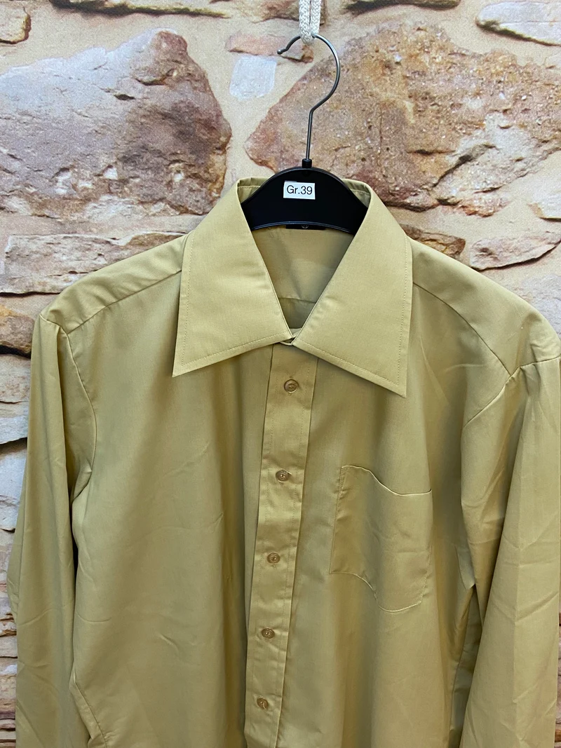 Vintage Herrenhemd Grün 70er Stil Kragen Gr. 39