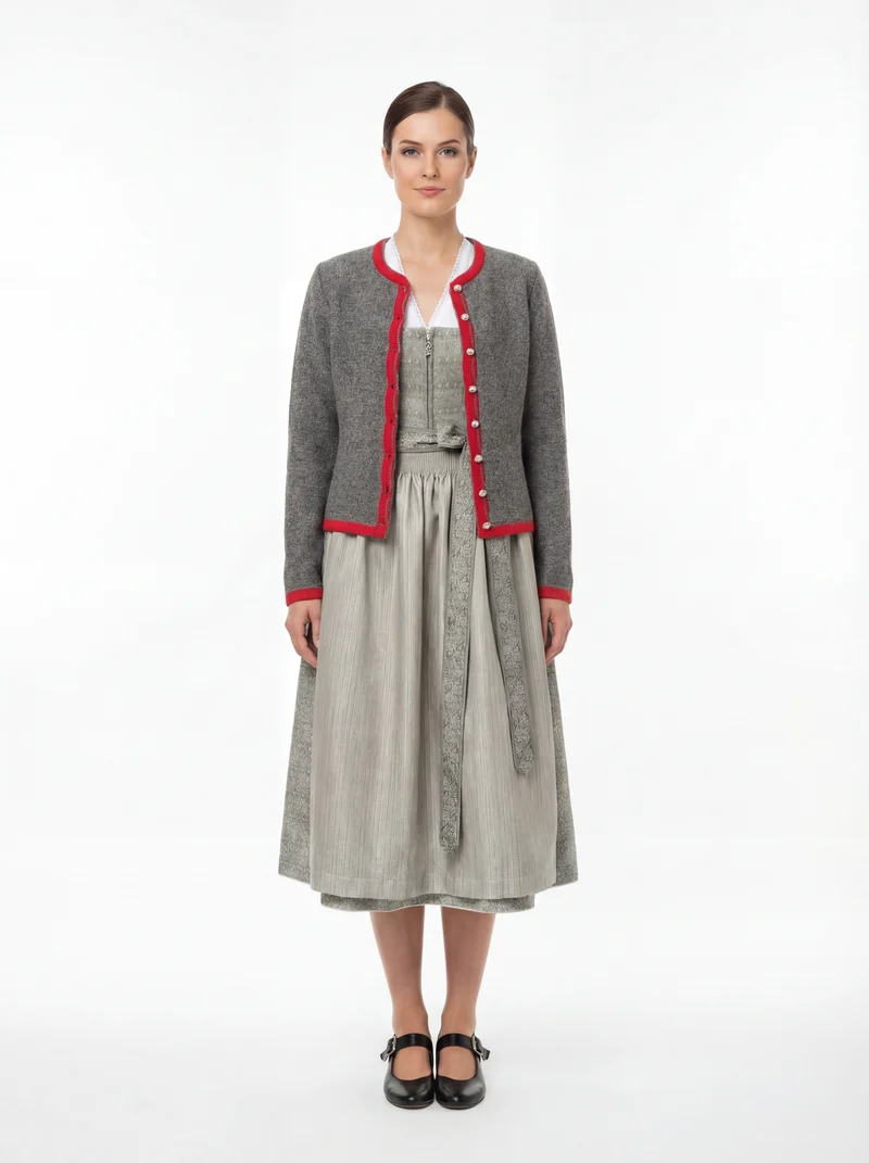 Strickjacke Grau/Rot