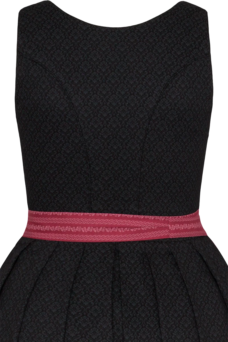 Dirndl lang aus Baumwolle mit eckigem - Ausschnitt - schwarz altrosa