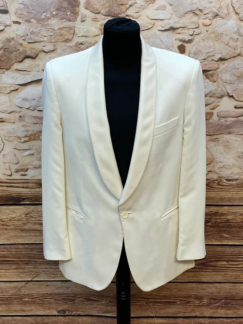 Vintage Dinner Jacke Creme Schurwolle Größe 50