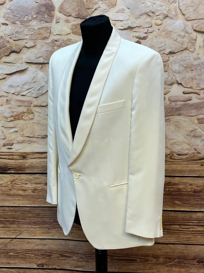 Vintage Dinner Jacke Creme Schurwolle Größe 50