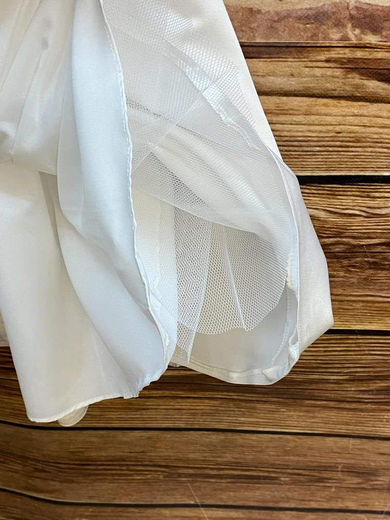 Kommunionkleid Mädchen Gr. 128 – weißes Spitzenkleid zur Erstkommunion mit Kragen