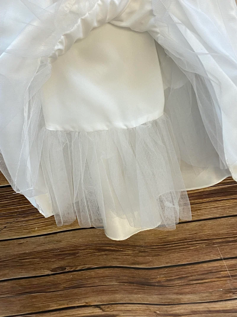Kommunionkleid Mädchen Gr. 128 Weiß – Vokuhila mit Bolero & Tüll