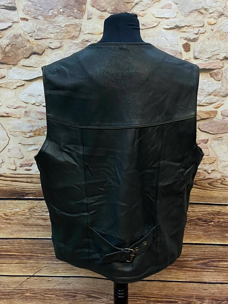 Vintage Leder-Trachtenweste Herren Schwarz – Echtes Leder