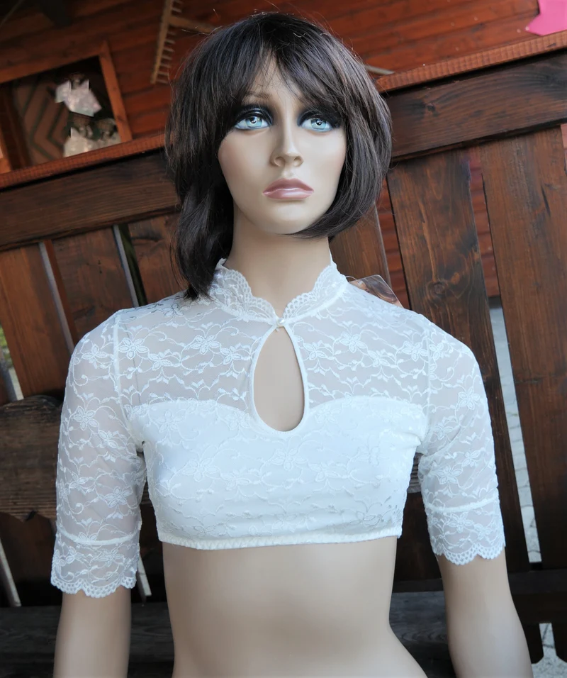 Dirndlbluse Nina von C., ecru, Melissa, hochgeschlossen