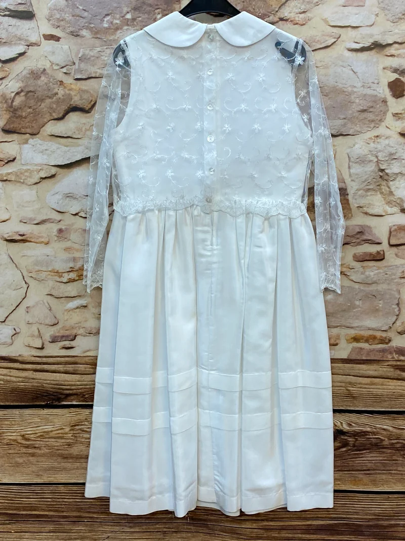 Kommunionkleid Gr. 128 Bianca Corela 2-teilig weiß Festkleid Blumenmädchen Spitze langarm