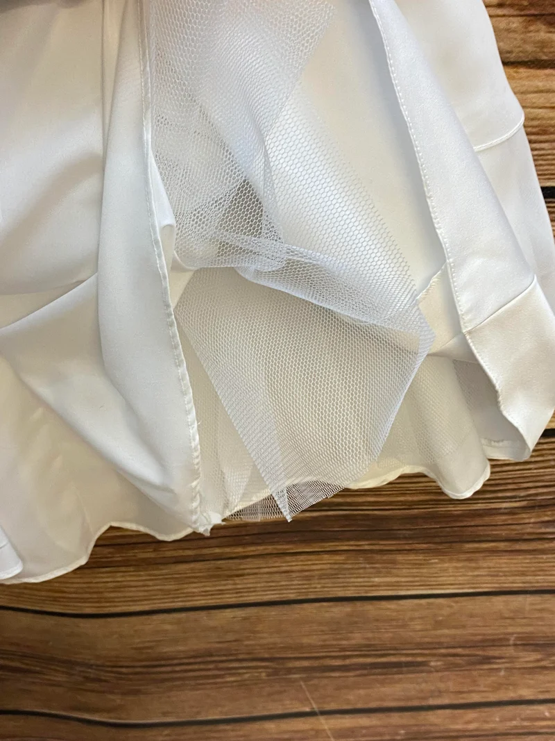 Blumenmädchen Kleid Weiß – Gr. 128 | Chiffon & Stickerei
