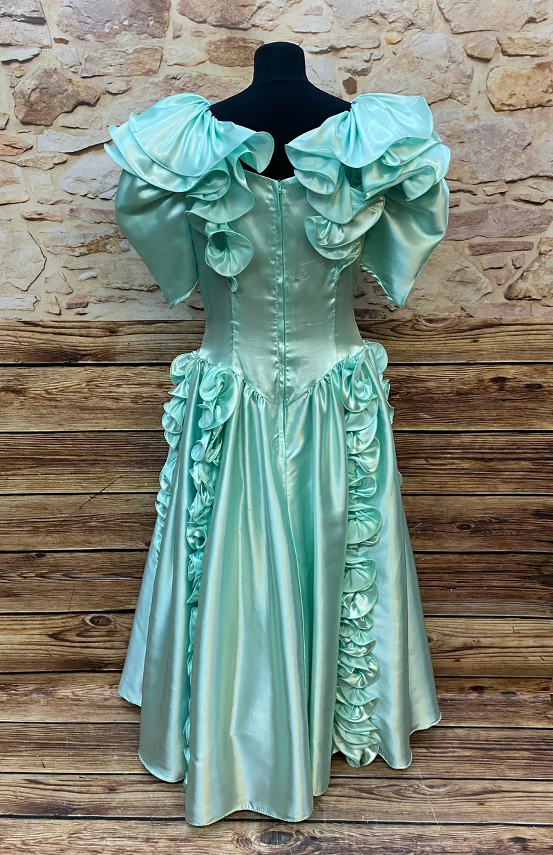 Vintage Theaterkleid Mintgrün Rüschen Ballkleid Bühnenkostüm Barock Stil