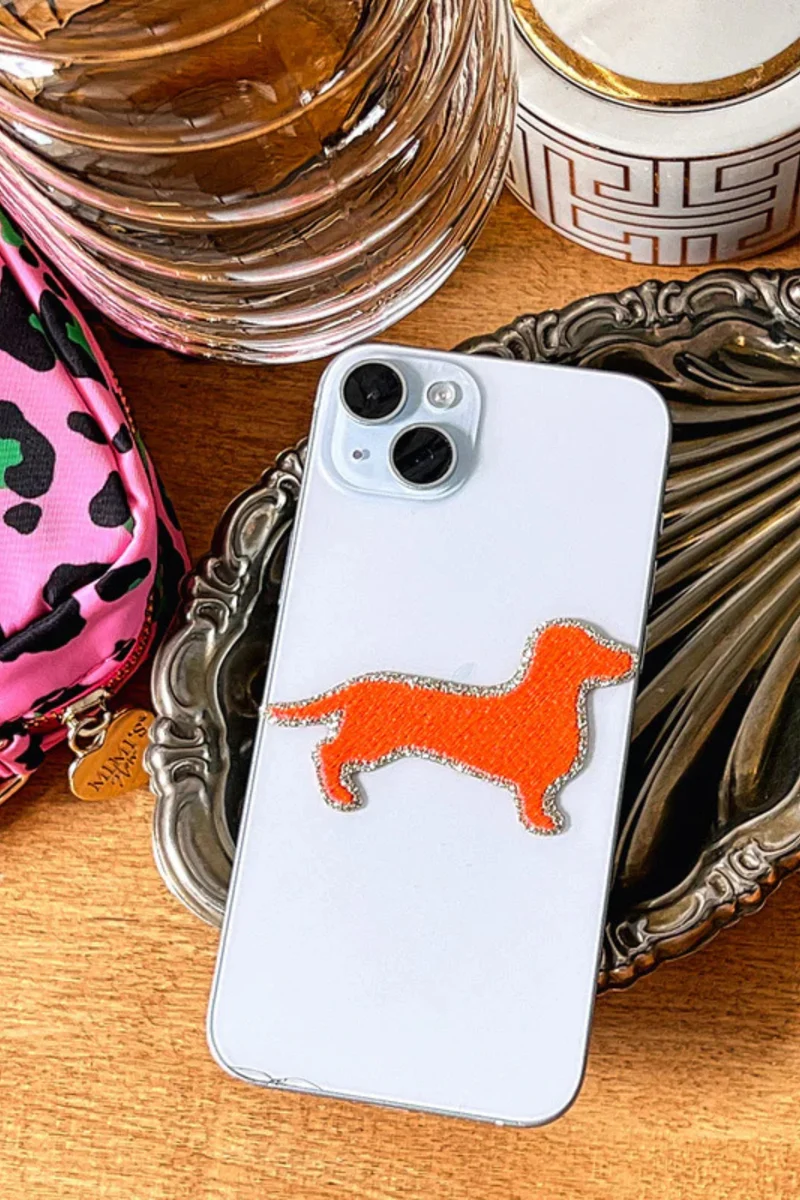 Glitzer Sticker Dackel Neon Orange - DAC-NE0-ORA-VE3 - Mimi´s Glow