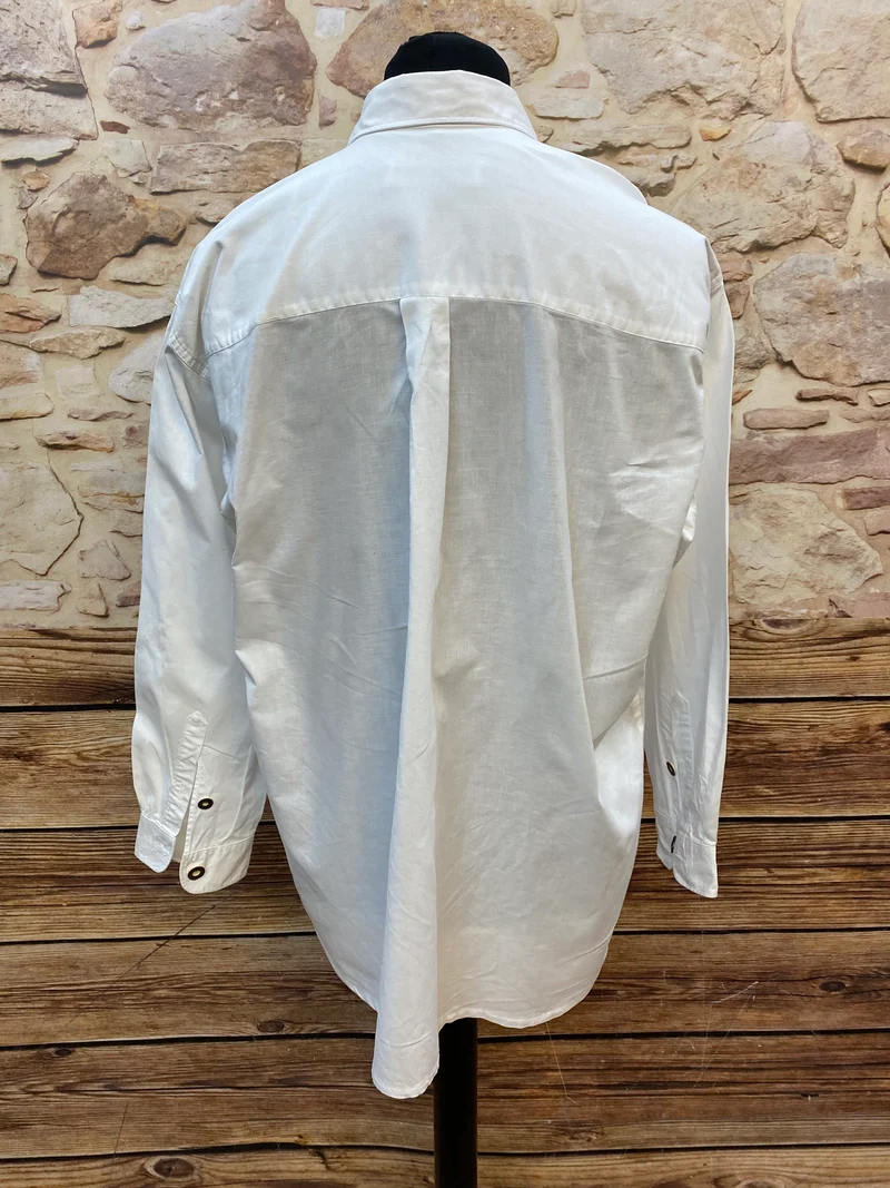 Vintage Trachtenhemd Herren weiß Stickerei Größe 43