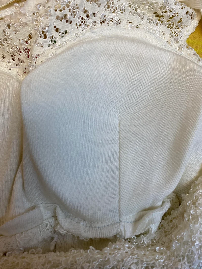 Vintage Spitzen-Abendkleid Creme – Größe 38