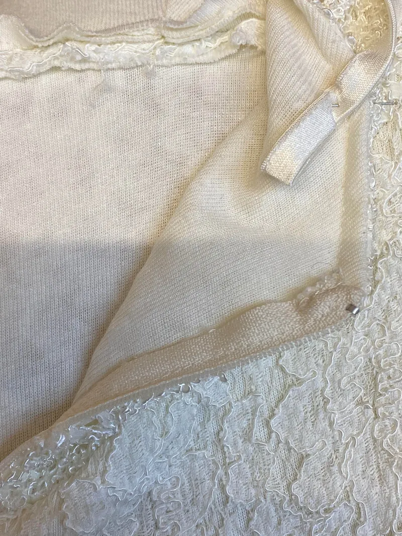 Vintage Spitzen-Abendkleid Creme – Größe 38