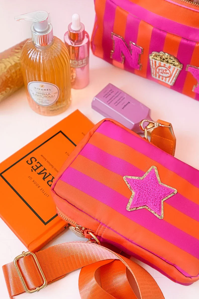 Ruby Handytasche Stripes Neon Pink Orange - RUB-NP-NO-VE3-VE3 - Mimi´s Glow