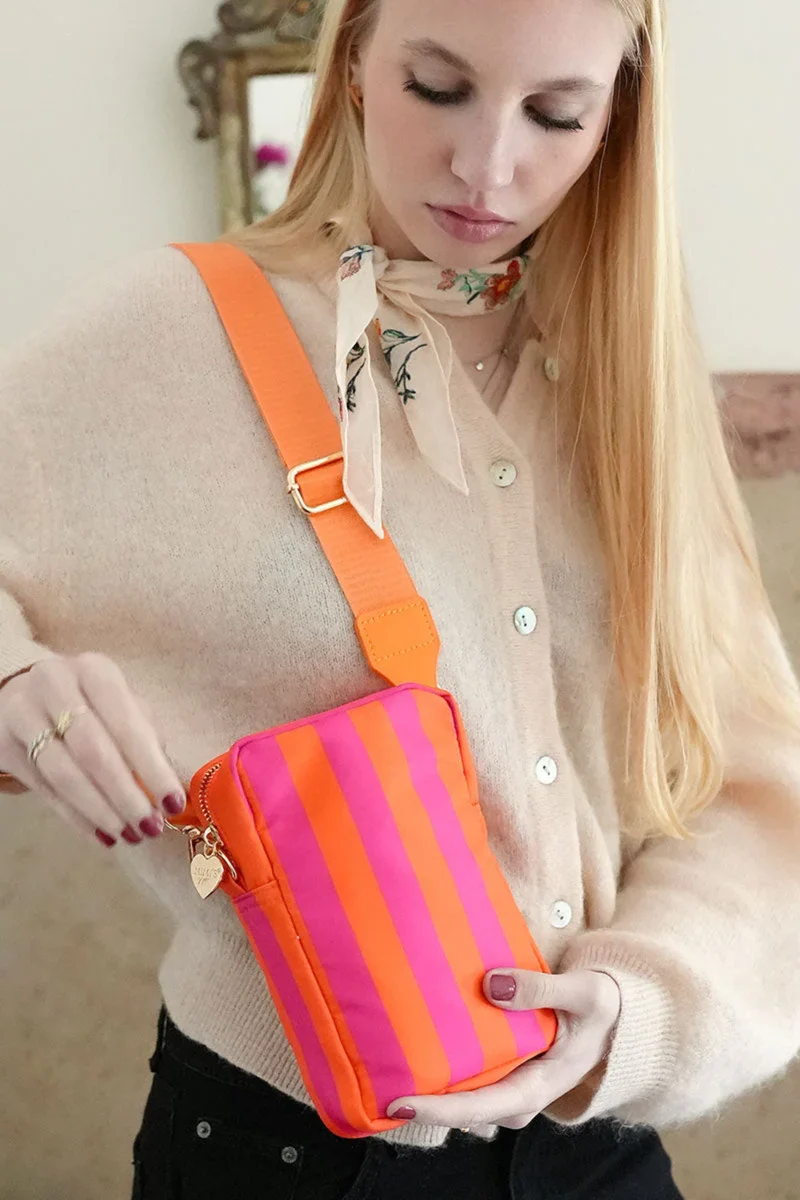 Ruby Handytasche Stripes Neon Pink Orange - RUB-NP-NO-VE3-VE3 - Mimi´s Glow