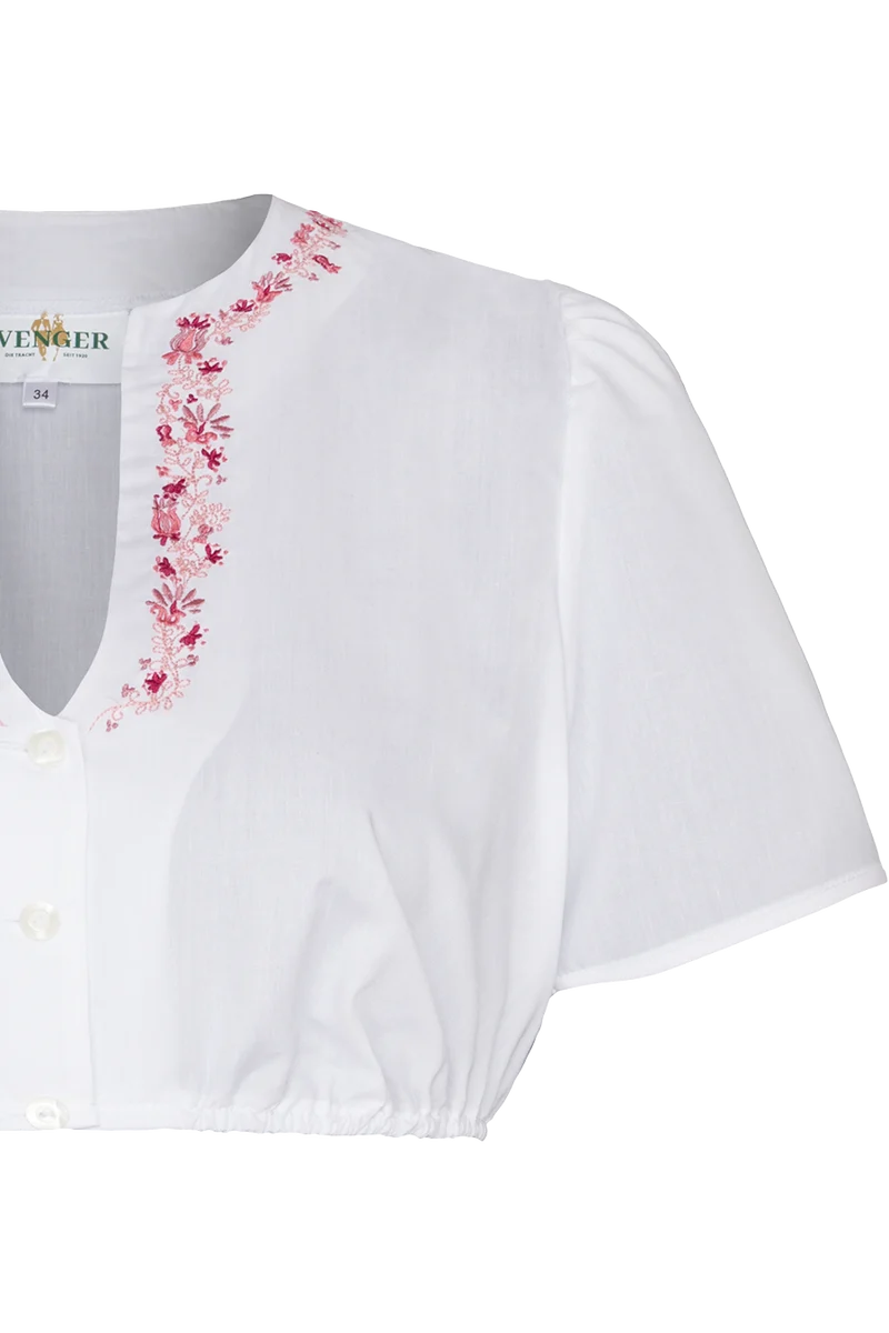Dirndlbluse Kurzarm mit Stickerei