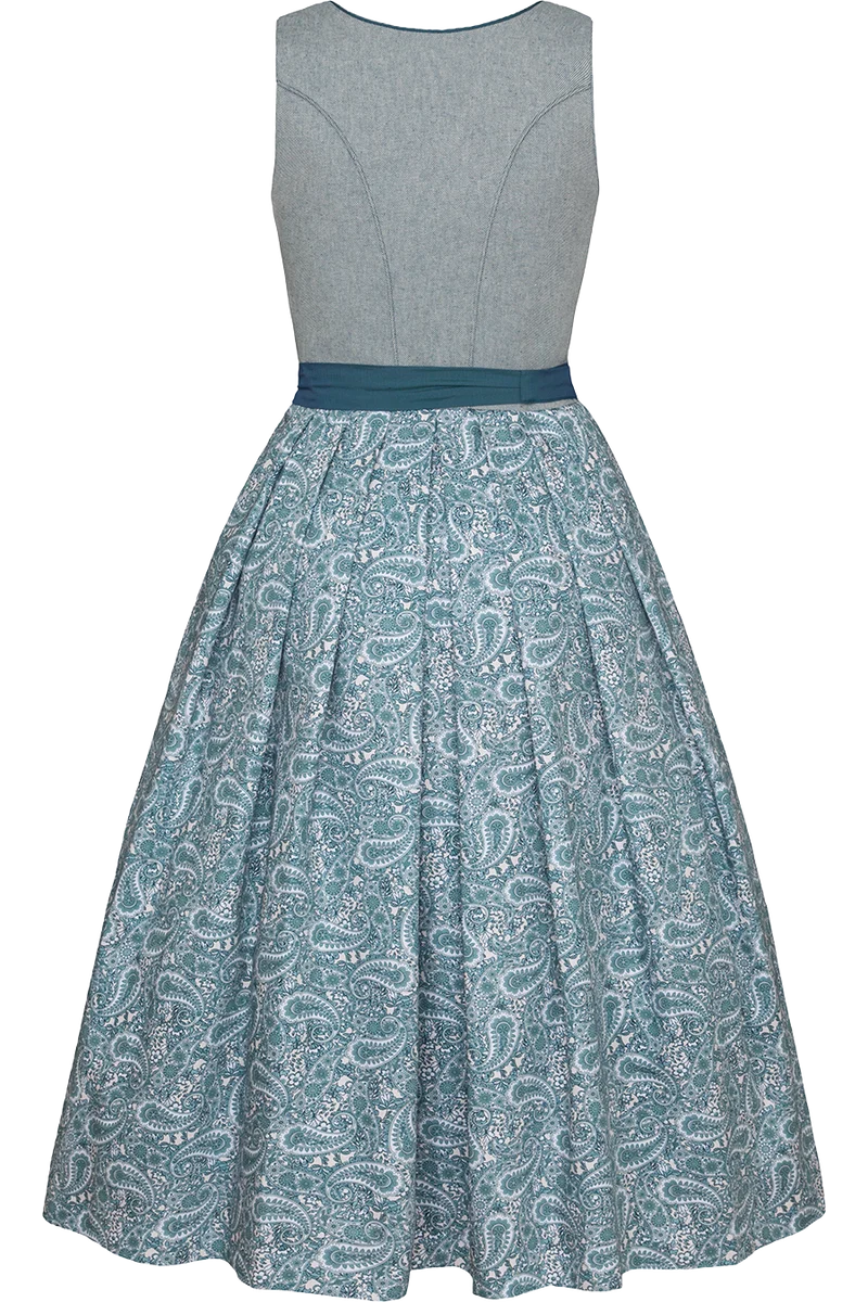 Dirndl lang Paisleymuster eckiger Ausschnitt
