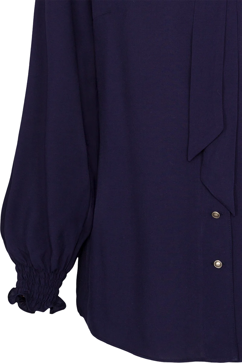 Damen Trachtenbluse mit Bindeband - marine