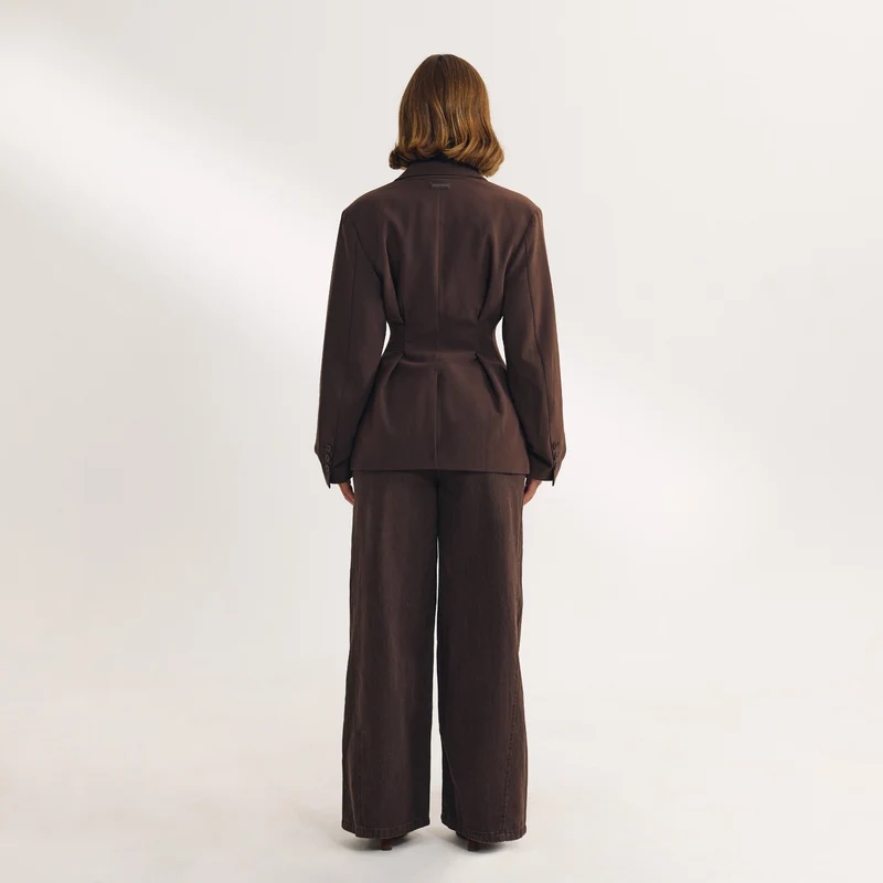 Blazer mit Drapiertem Ärmel - Schokolade