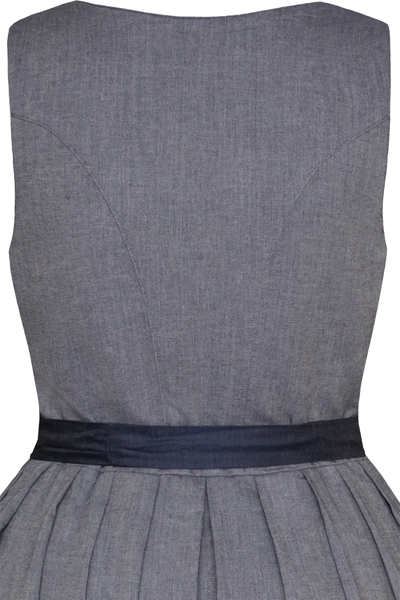 Midi-Dirndl mit eckigem Ausschnitt und Knöpfen