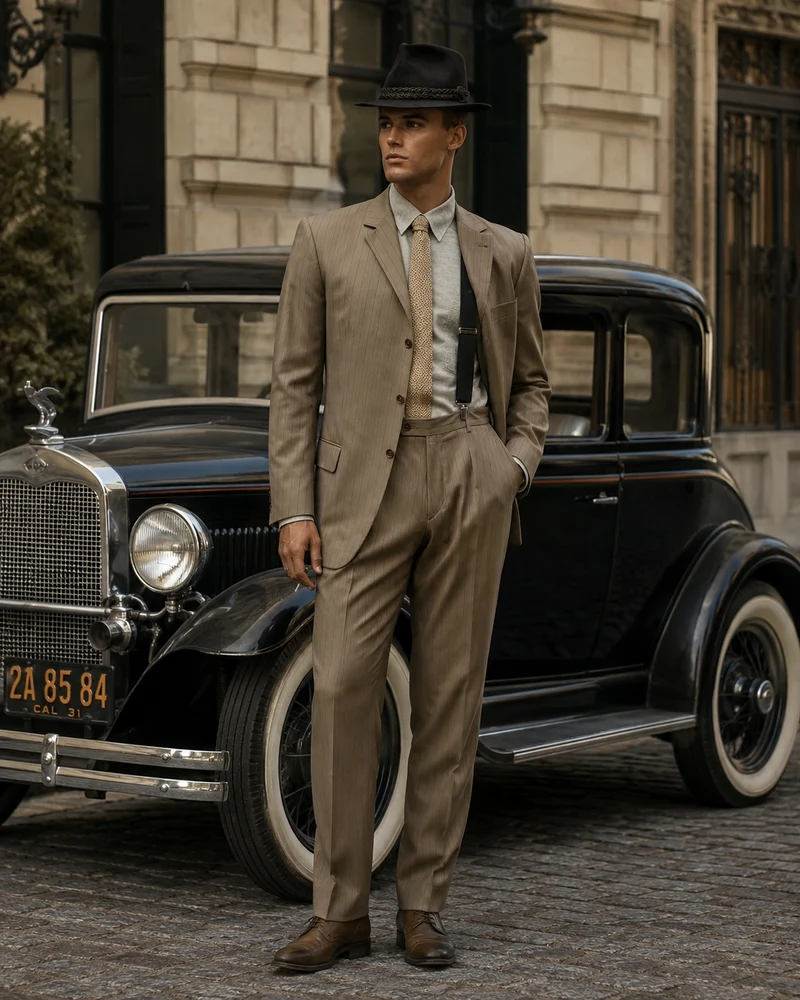 20er Jahre Vintage Anzug Komplett Outfit im Gatsby Look Herren Gr. 50