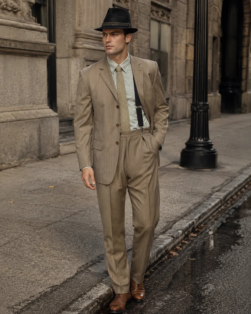 20er Jahre Vintage Anzug Komplett Outfit im Gatsby Look Herren Gr. 50