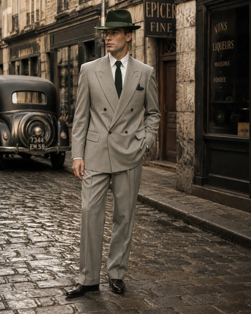 Vintage Herren-Outfit Gr. 50 – Doppelreiher im 20er Jahre Stil