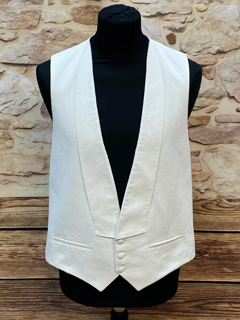 Vintage Frackweste weiß strukturiert Hochzeit M/L elegant