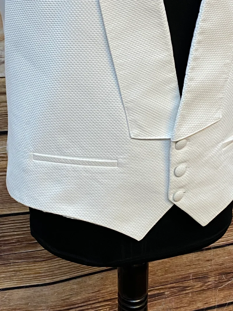 Vintage Frackweste weiß strukturiert Hochzeit M/L elegant