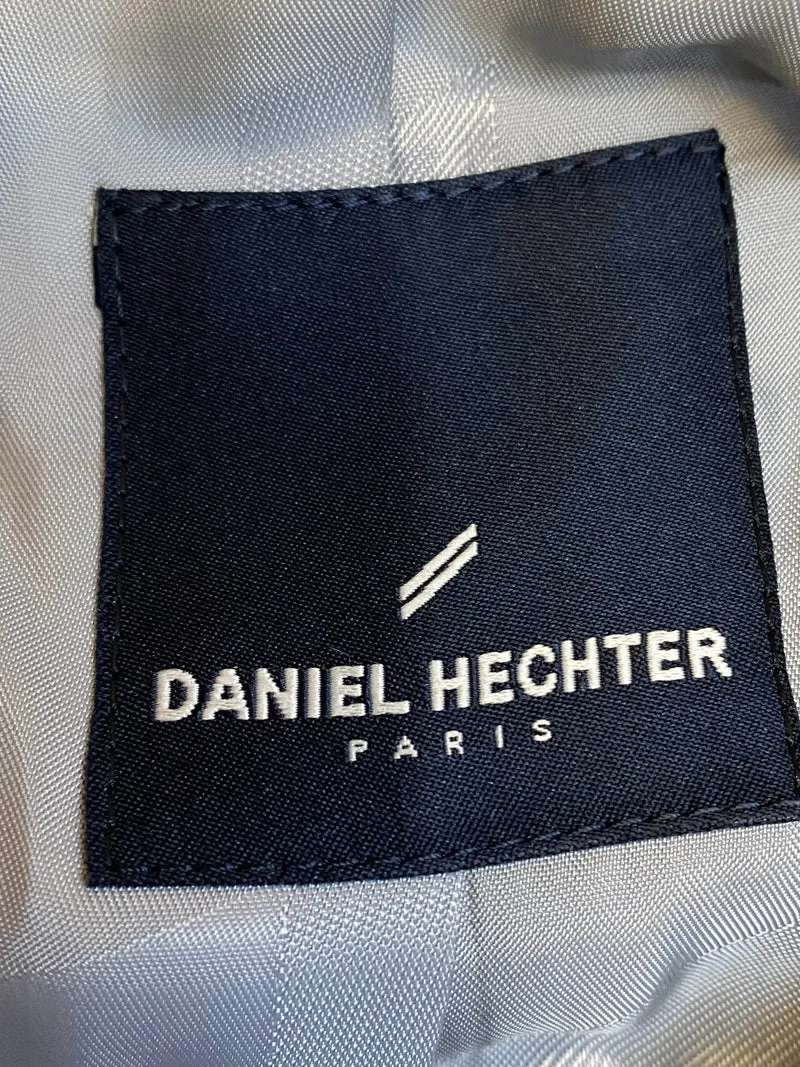 Vintage Daniel Hechter Herren Sakko 1980er Schurwolle Seide Karo Grau Gr. 28