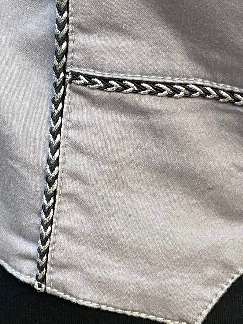 Vintage Damen Weste Trachtenstil Grau mit Posamenten – Größe 38