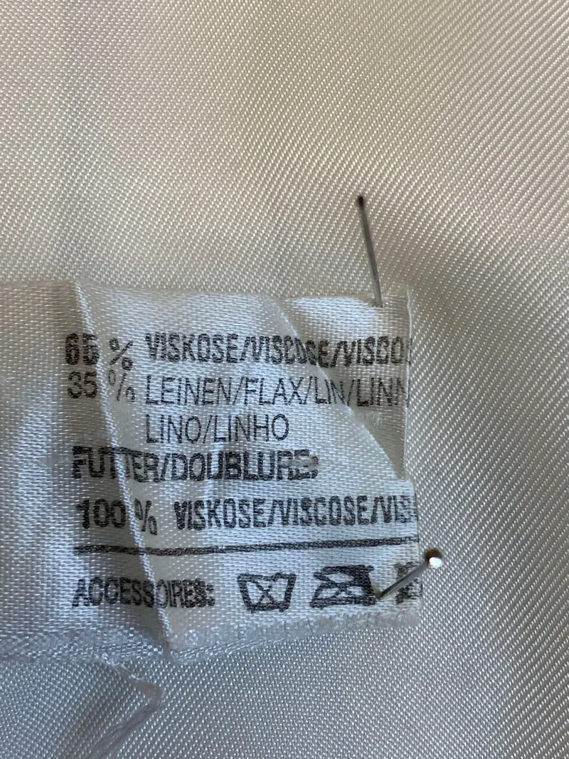 Vintage Damen Weste Nadelstreifen Creme Leinenmix – Größe 38