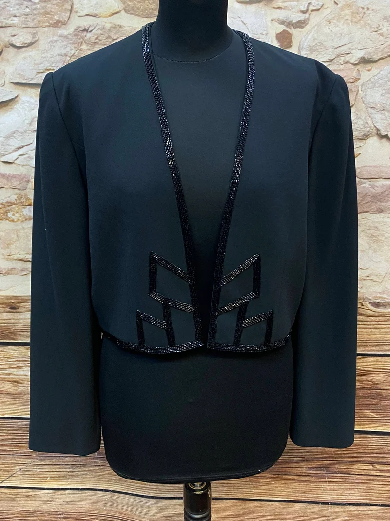 Vintage Damen Bolero schwarz mit Perlenstickerei
