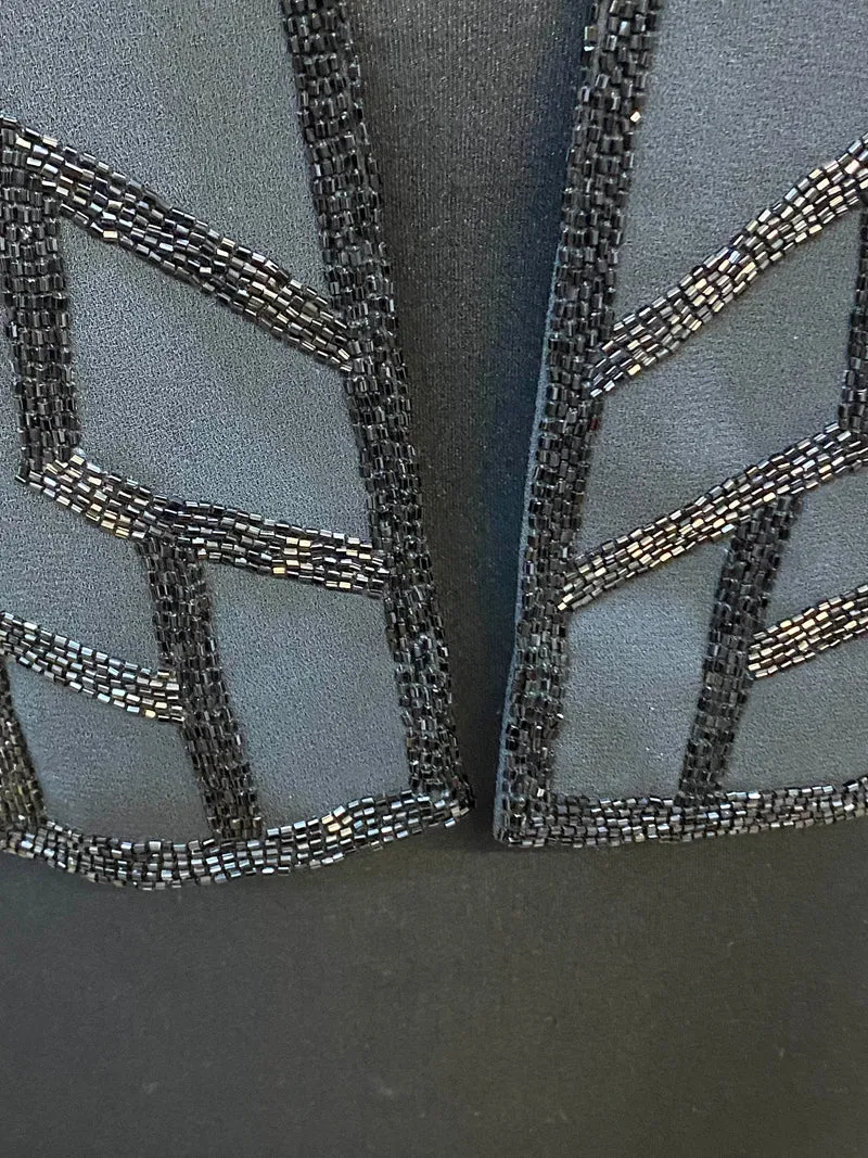 Vintage Damen Bolero schwarz mit Perlenstickerei