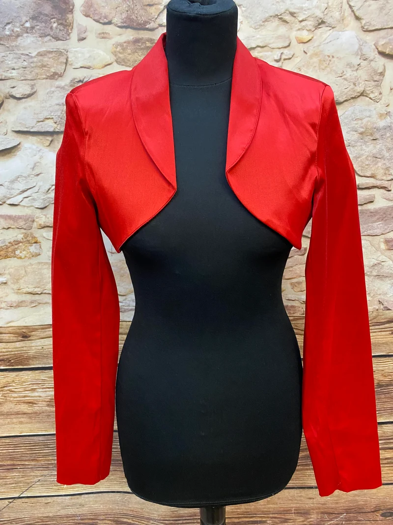 Vintage Bolero Damen rot kurz Reverskragen Made in Italy Gr. 40