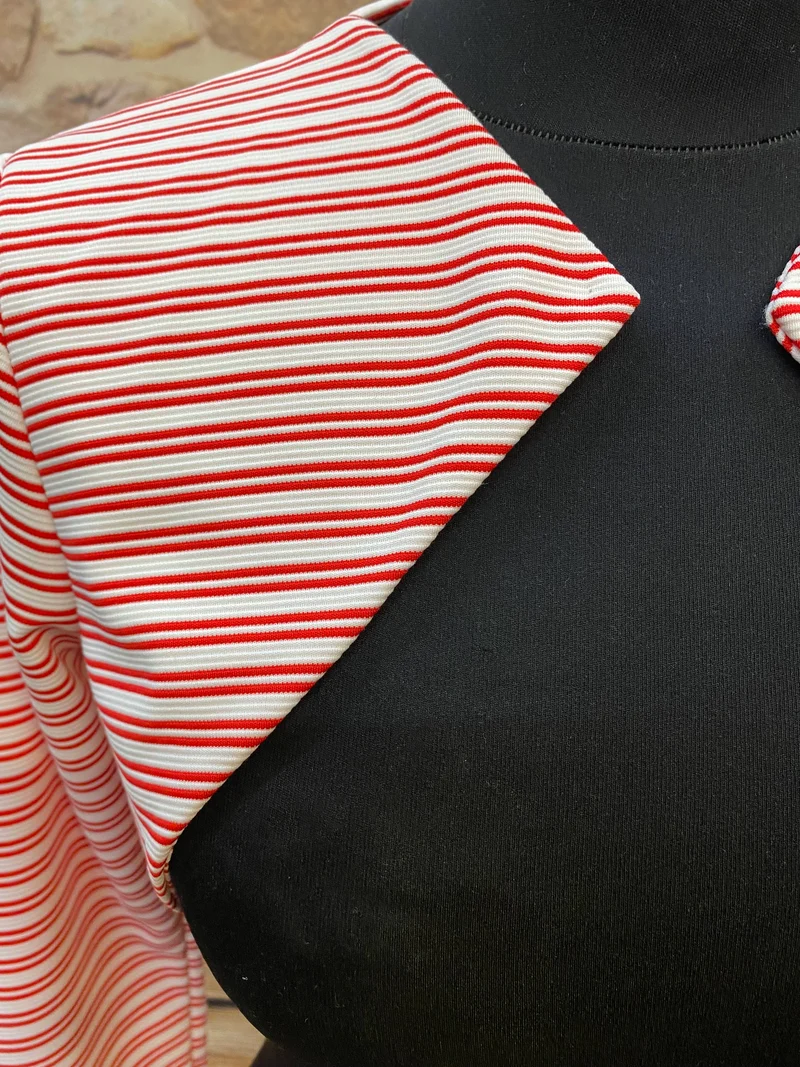Vintage Bolero Damen rot weiß gestreift 3/4 Arm kurz Made in Italy Gr. S
