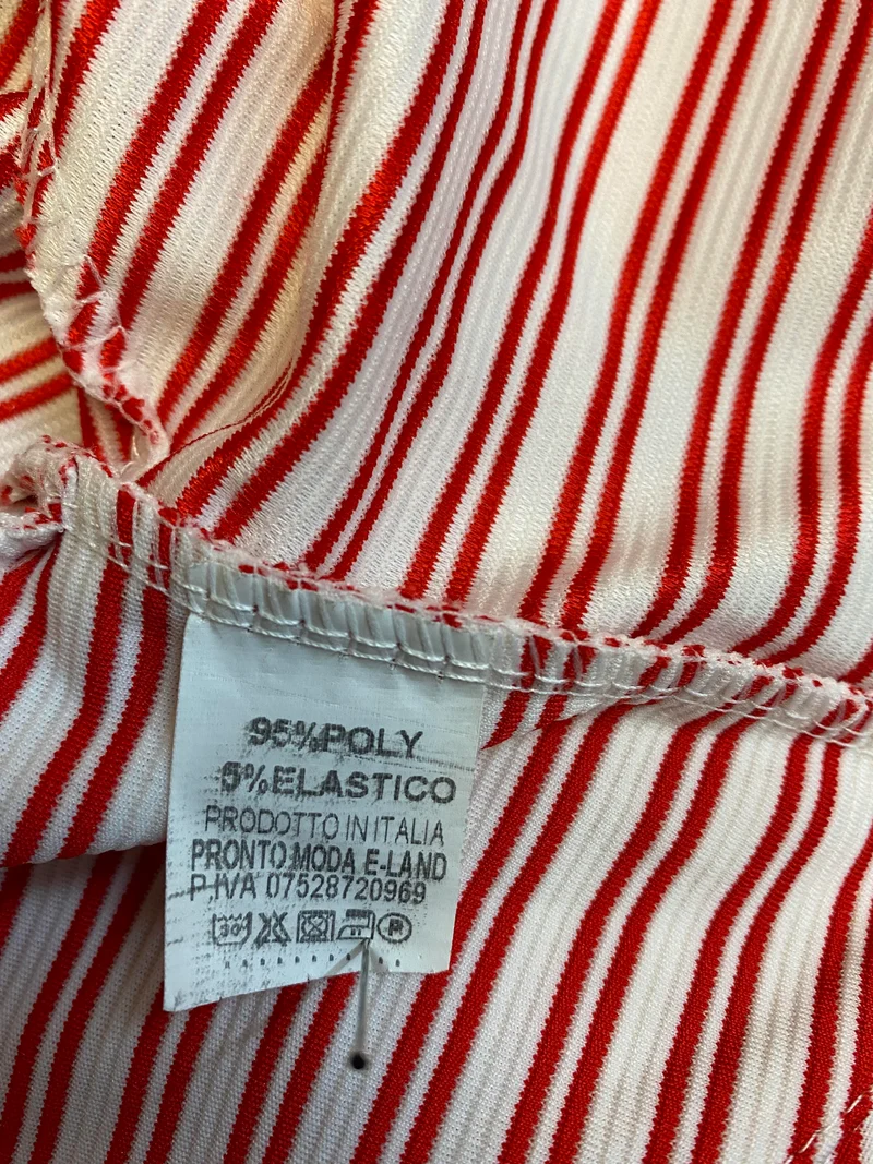 Vintage Bolero Damen rot weiß gestreift 3/4 Arm kurz Made in Italy Gr. S