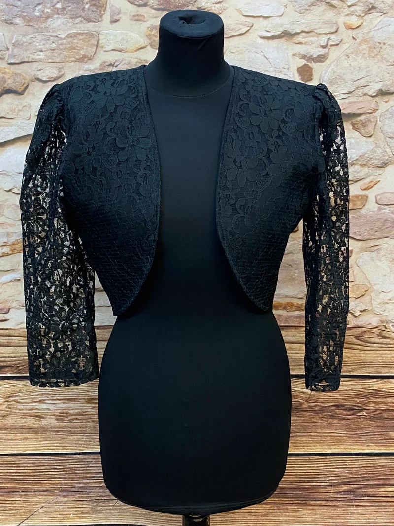 Vintage Spitzen Bolero Jacke schwarz Gr. 36