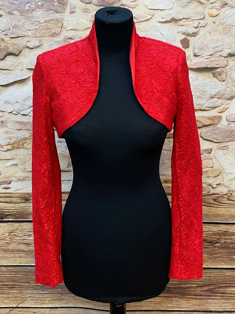 Bolero Jacke Spitze rot Gr. 34