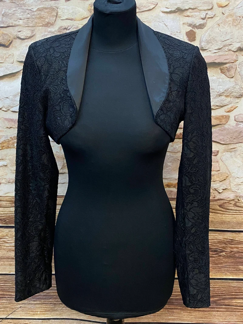 Vintage Bolero Spitze schwarz – Gr. 36